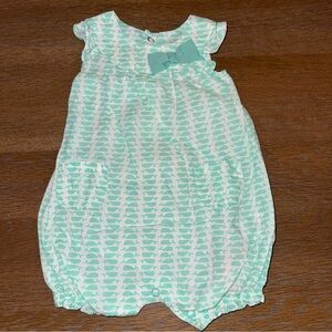Carter's Aqua Baby Romper with Whale Design.